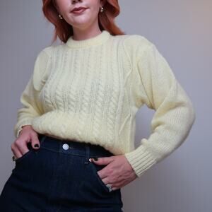 Vintage 80s Golden Sheep yellow cable knit sweater